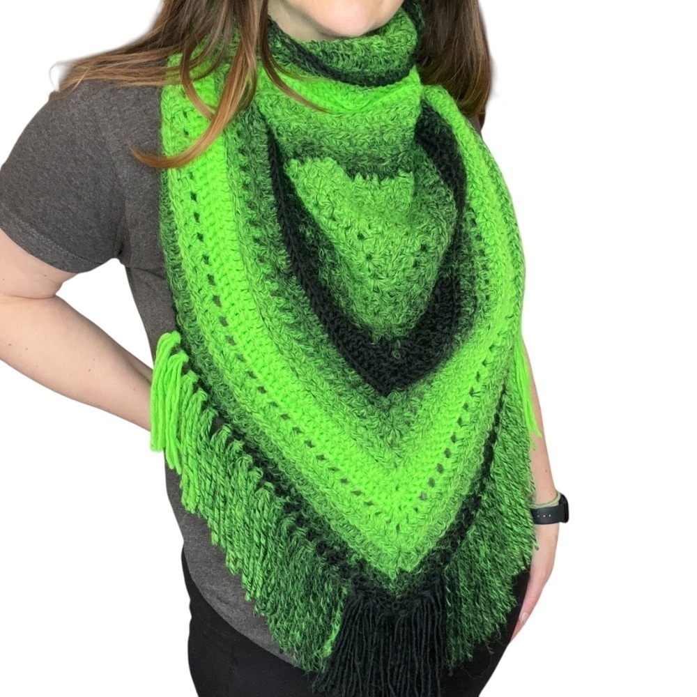 Handcrafted Crochet Cowl Neck Scarf With Fringe New Handmade by Seller Knit - Picture 2 of 16